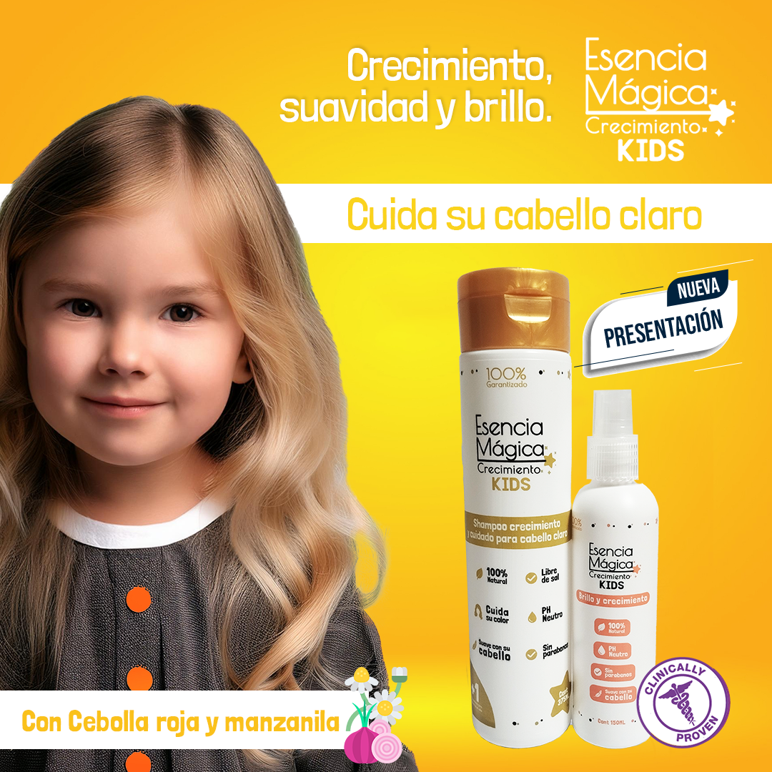 Crecimiento y cuidado color para cabellos claros | Esencia Mágica KIDS