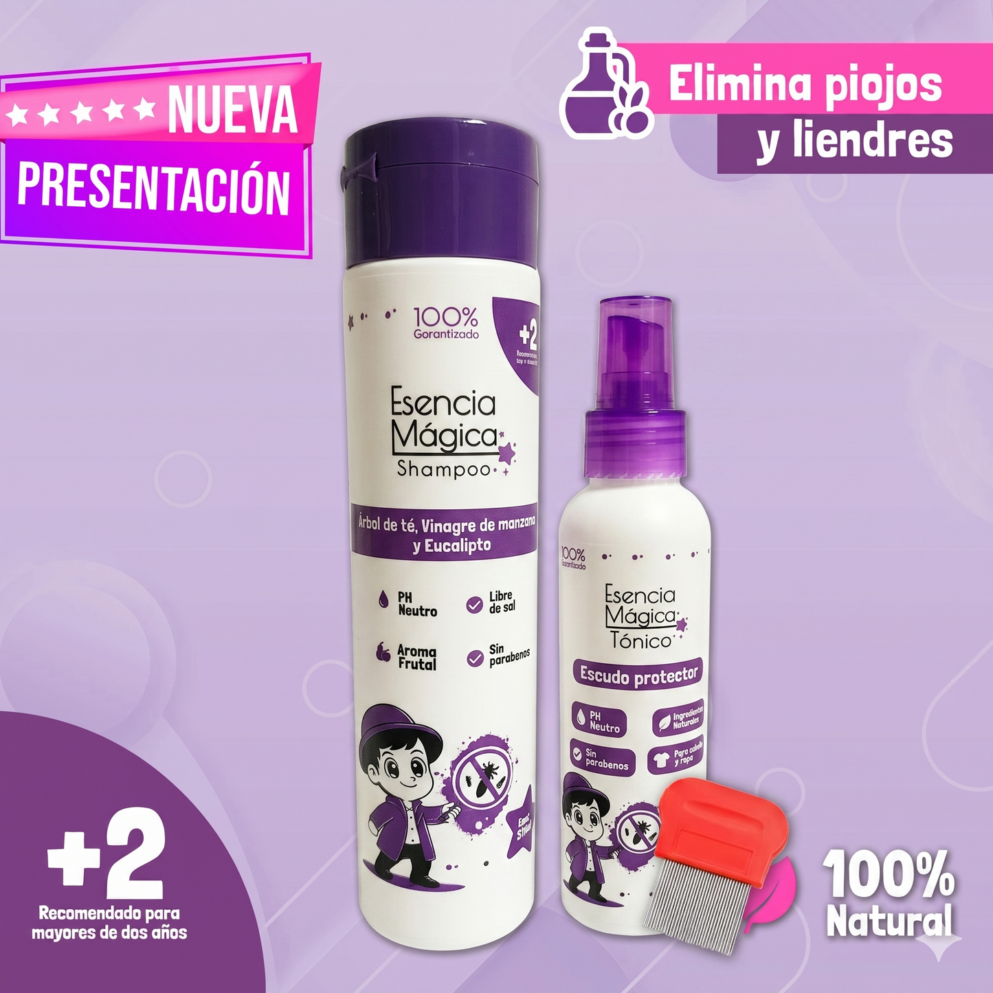 Kit antipiojos | Shampoo + Repelente + Peine GRATIS🎁