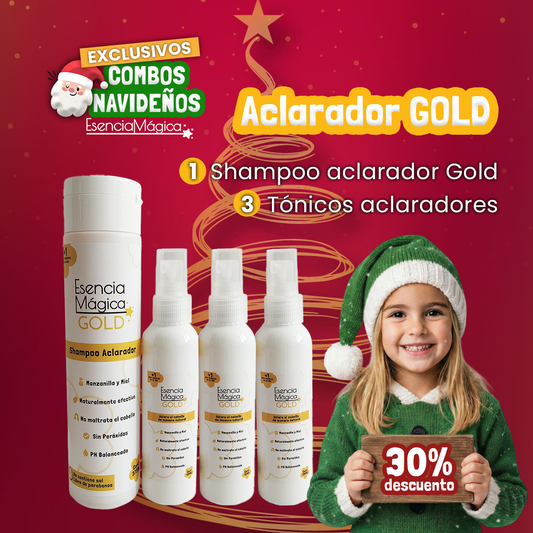 Combo Navideño Aclarador| 1 Shampoo + 3 Tónicos