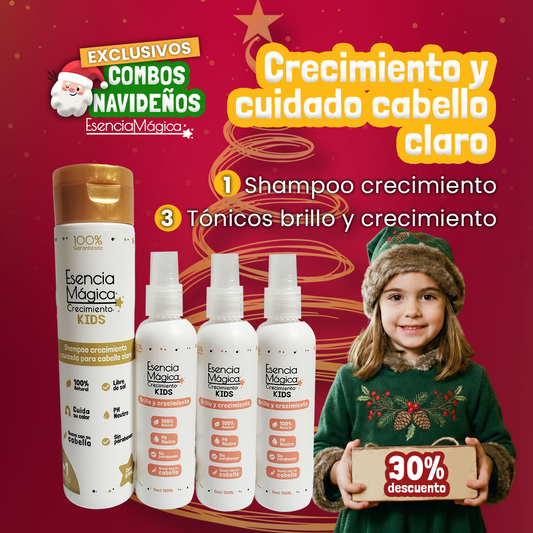 Combo 1 Shampoo crecimiento y cuidado para cabello claro y 3 Tónico